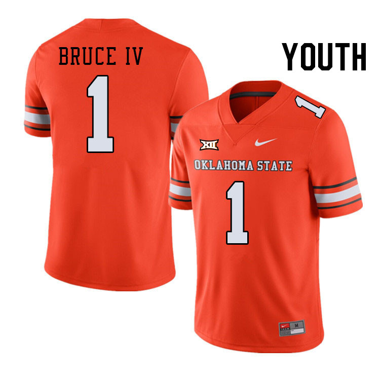 Youth #1 Arland Bruce IV Oklahoma State Cowboys College Football Jerseys Stitched-Alternate Orange - Click Image to Close